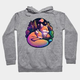 Sleepy Foxes Vibrant Illustration Hoodie